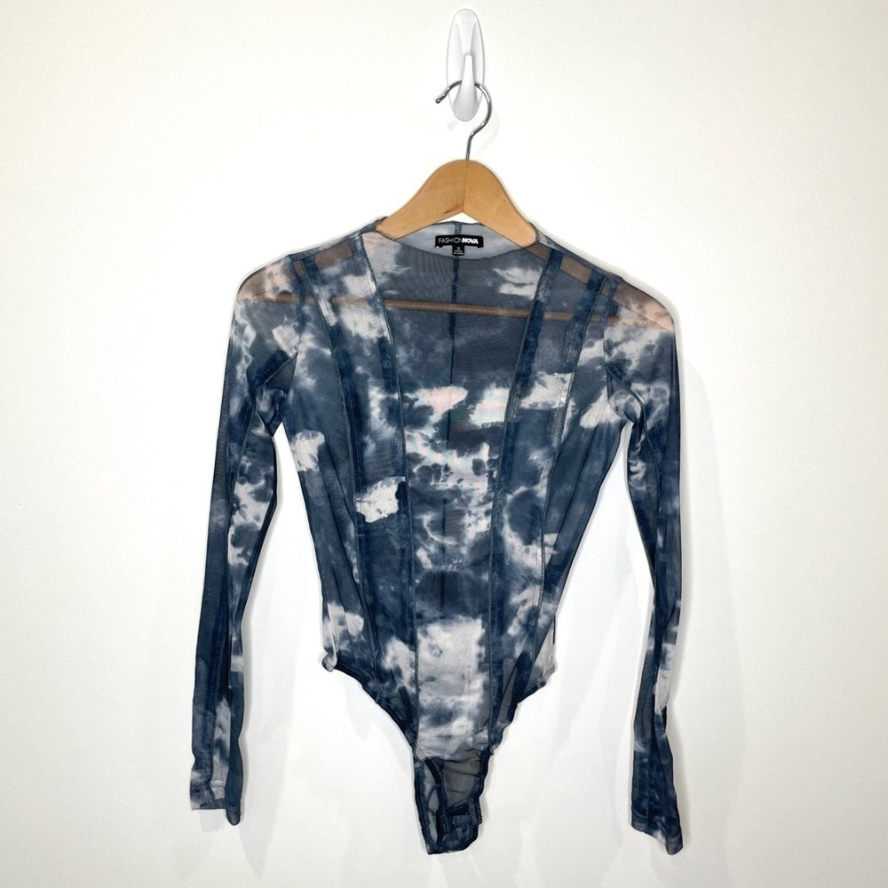 Fashion Nova Sheer Long Sleeve Bodysuit